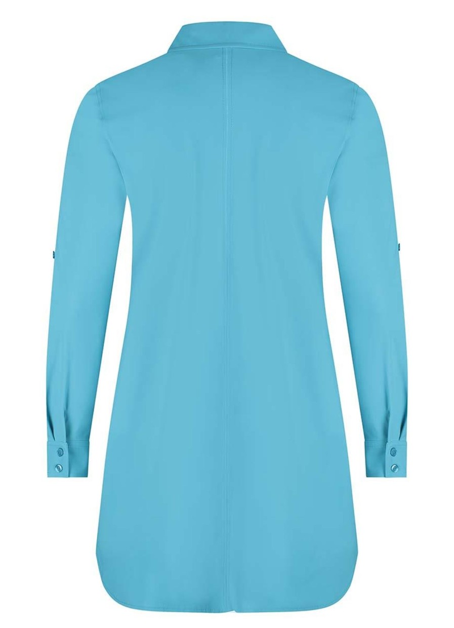 Travelstof Kleding Grote Maten | Plusbasics Plusbasics Blouse Long Ls Travel 10 192 089-471 Iceblue