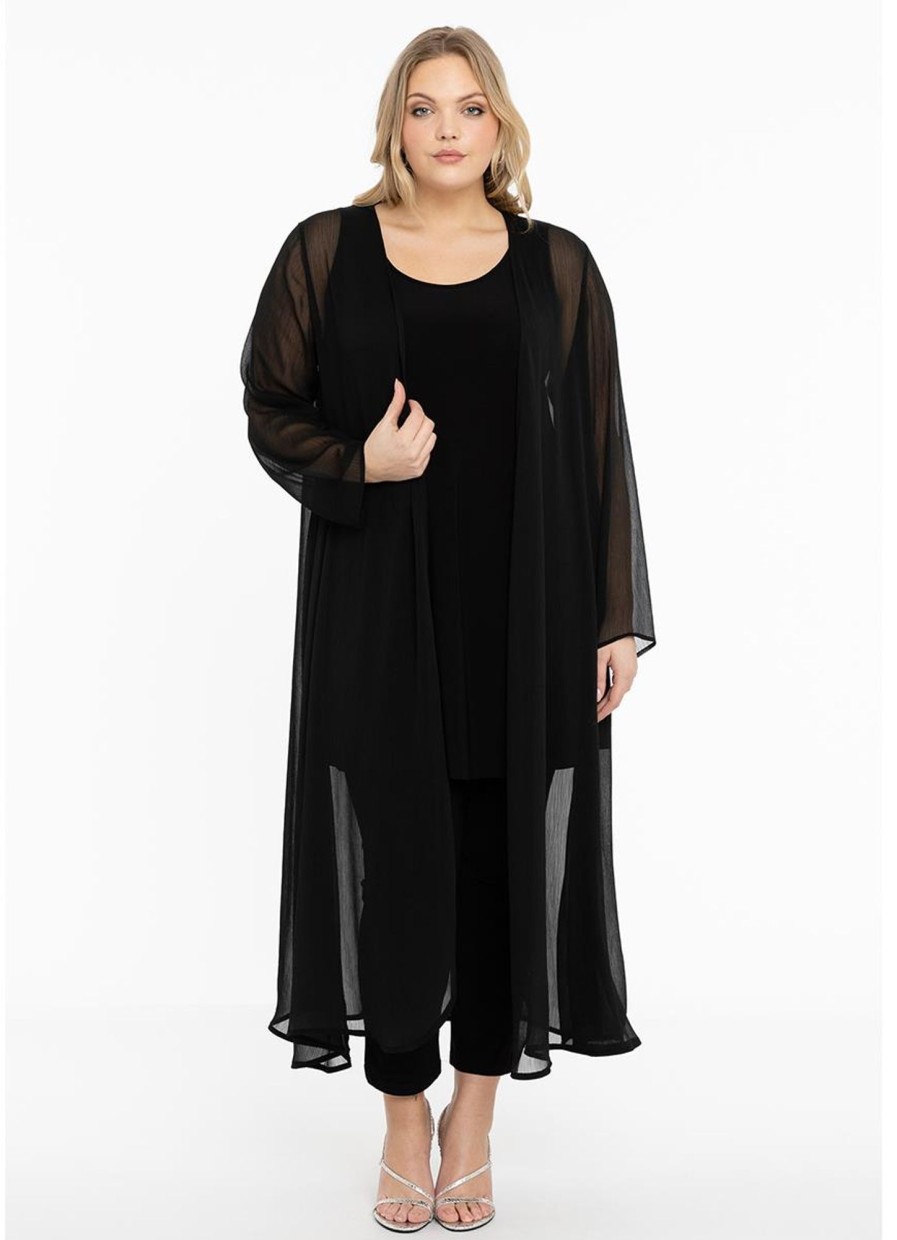 Truien En Vesten | Yoek Yoek Vest Long Voile 172642 - 210 Black