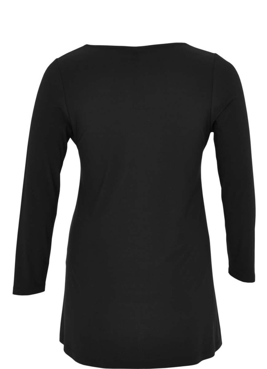 Yoek Basics | Yoek Yoek Tuniek Flare Long Sleeve B4552 Zwart. Grote Maten Mode.