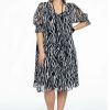 Jurken En Rokken | Yoek Yoek Jurk Puff Sleeve Zebra 1617582 Zwart-Wit