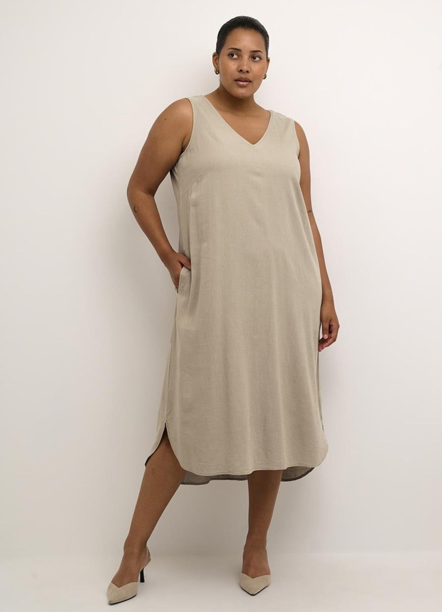 Jurken En Rokken | Kaffe Curve Kaffe Curve Sleeveless Dress Mille 10582214 - 171109 Chinchilla