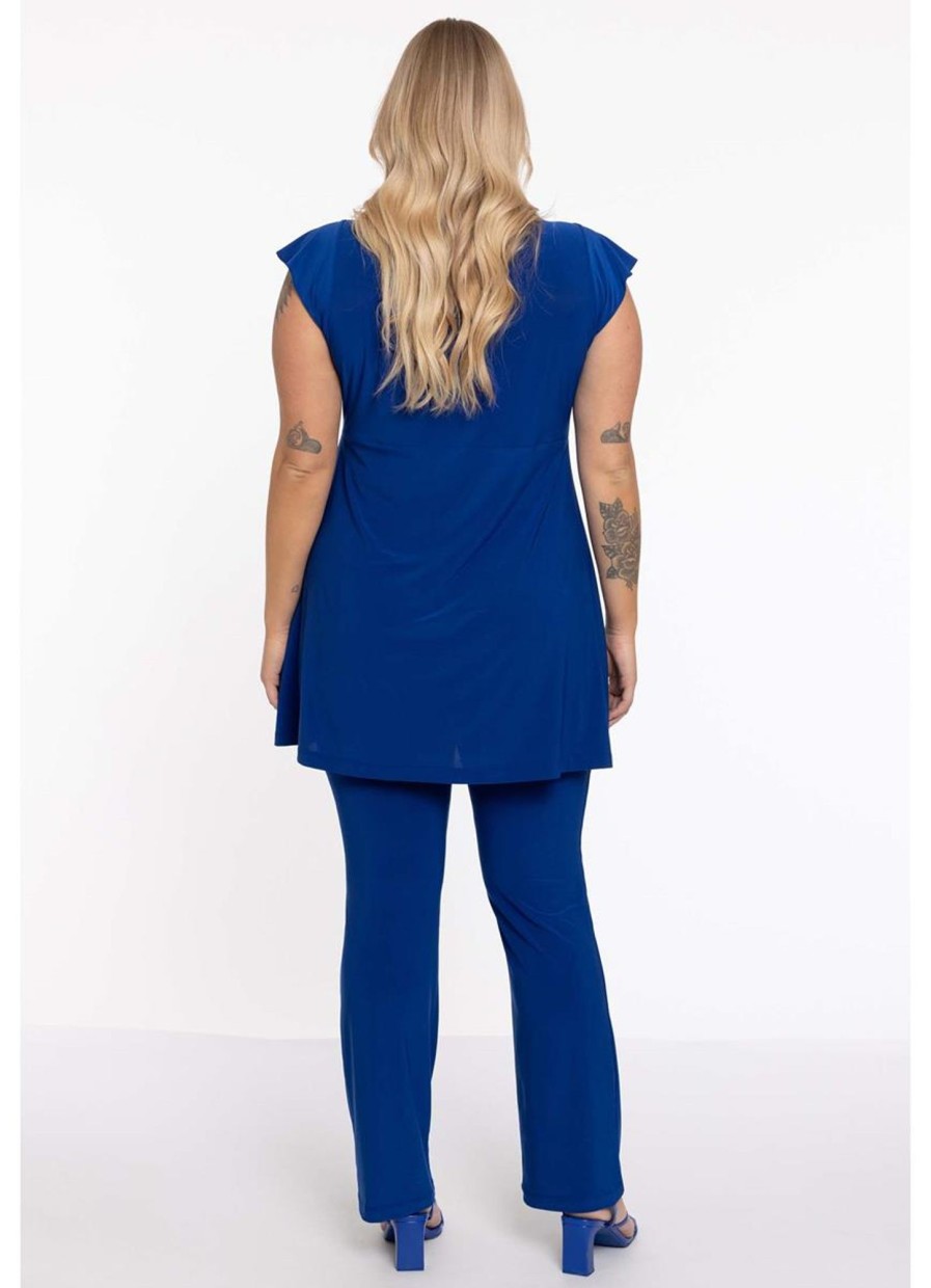 Travelstof Kleding Grote Maten | Yoek Yoek Tunic Cap Sleeve Dolce 234161 - 232 Cobalt