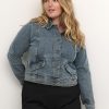 Jassen En Jacks | Kaffe Curve Kaffe Curve Jacket Diana 10582000 - 100166 Blue Denim