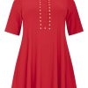 Travelstof Kleding Grote Maten | Yoek Yoek Tunic Polo Wide Bottom Gold Dots Dolce Bl164235 - 260 Rood