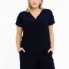 Yoek Basics | Yoek Yoek Shirt Double V-Neck Dolce B4124 - 230 Navy