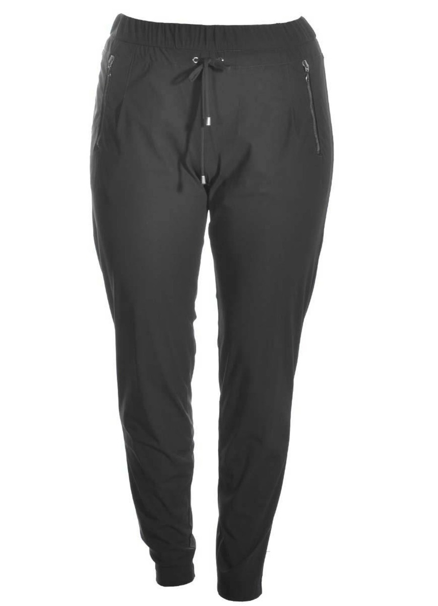 Travelstof Kleding Grote Maten | KjBrand Kjbrand Pantalon Susie Travel Sport 23167-8653-101 Zwart