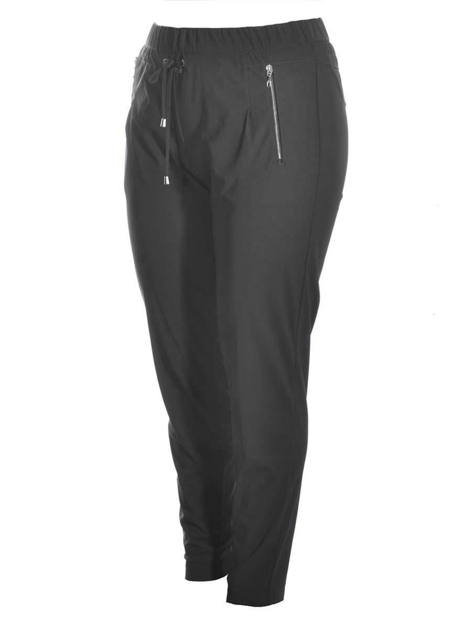 Travelstof Kleding Grote Maten | KjBrand Kjbrand Pantalon Susie Travel Sport 23167-8653-101 Zwart