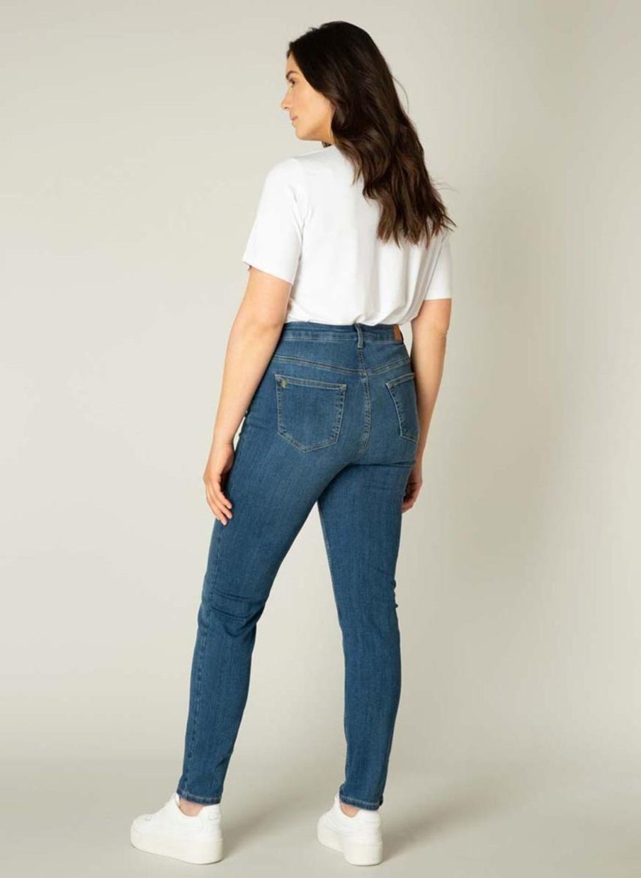 Broeken En Jeans | Base Level Curvy Base Level Curvy Jeans Faya 013 Mid Blue