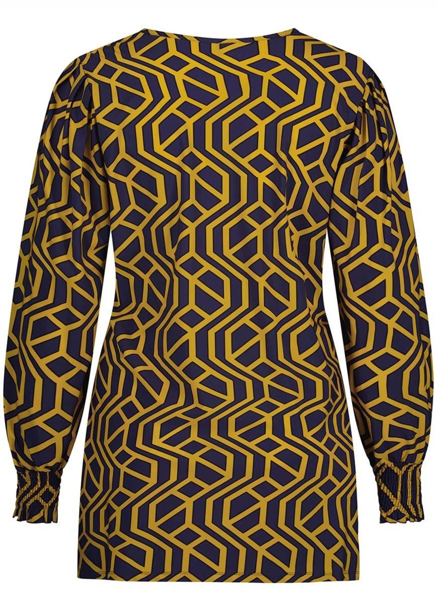 Travelstof Kleding Grote Maten | Plusbasics Plusbasics Puff Top Ls Travel 18222434 - 311 Art Deco