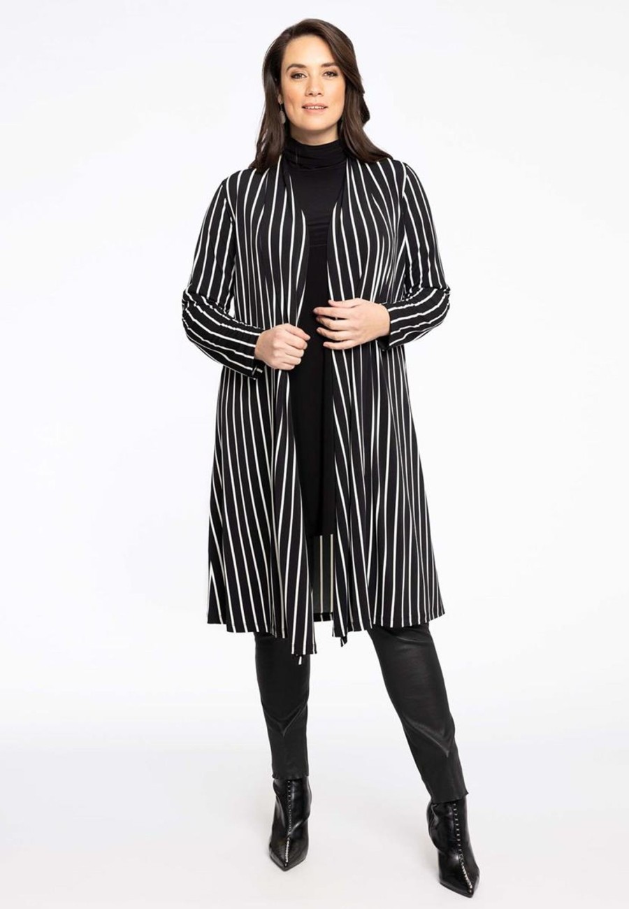 Truien En Vesten | Yoek Yoek Vest Long Stripes 1902632 -210 Black White